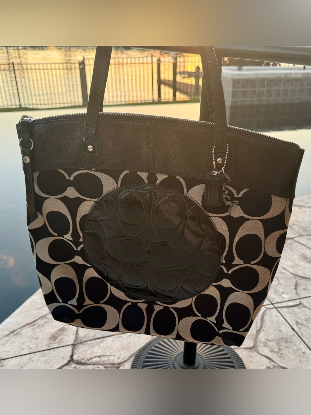 Women’s Black Coach Laura Signature Tote Bag